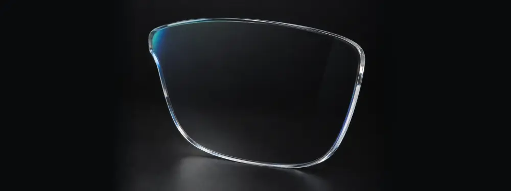 The same lens with reduced reflection and a subtle residual tint from the anti-reflective coating