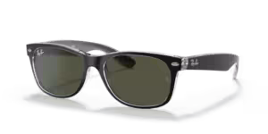 Original Ray-Ban RB2132 New Wayfarer arms, colour 6052 · Top black on clear