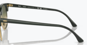 Original Ray-Ban RB3016 Clubmaster arms, colour 1368 · Green on gold