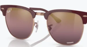 Original lenses Ray-Ban RB3716 Clubmaster Metal, colour G9 · Gold/red polarized