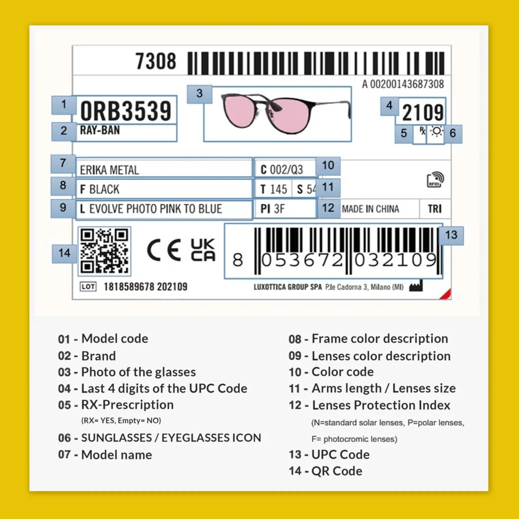 Ray-Ban label on the box: how to read it – image 1