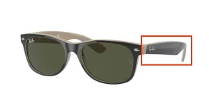 Original Ray-Ban RB2132 New Wayfarer arms, colour 875 · Top black on beige