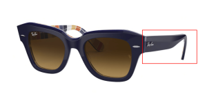 Original Ray-Ban RB2186 State Street arms, colour 1320 · Blue on stripes orange/blue