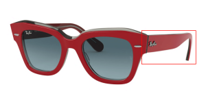 Original Ray-Ban RB2186 State Street arms, colour 1296 · Red on clear gray