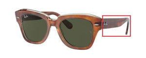 Original Ray-Ban RB2186 State Street arms, colour 1325 · Havana over clear green