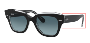 Original Ray-Ban RB2186 State Street arms, colour 1294 · Black on clear
