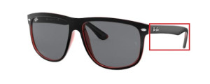 Original Ray-Ban RB4147 Boyfriend arms, colour 6171 · Top mat black on red trasp