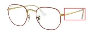 Original Ray-Ban RB6448 arms, colour 3106 · Red on legend gold