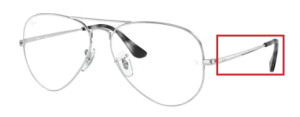 Original Ray-Ban RB6489 Aviator arms, colour 2501 · Silver