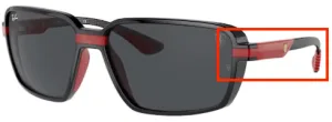 Original Ray-Ban RB8360M arms, colour F601 · Ferrari black shiny
