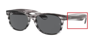 Original Ray-Ban RB2132 New Wayfarer arms, colour 6430 · Stripped gray