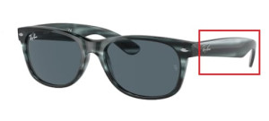 Original Ray-Ban RB2132 New Wayfarer arms, colour 6432 · Stripped blue