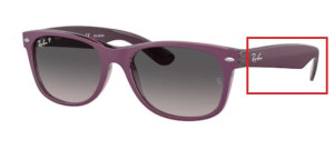 Original Ray-Ban RB2132 New Wayfarer arms, colour 6606 · Violet over clear violet