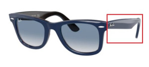 Original Ray-Ban RB2140 Wayfarer arms, colour 1278 · Top blue on havana red