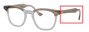 Original Ray-Ban RB5398 Hawkeye arms, colour 8112 · Brown on trasparent gray