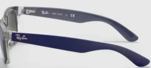 Original Ray-Ban RB2132 New Wayfarer arms, colour 6053 · Top blue matte on clear