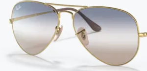 Original lenses Ray-Ban RB3689 Aviator Metal II, colour GD · Clear gradient blue gradient brown